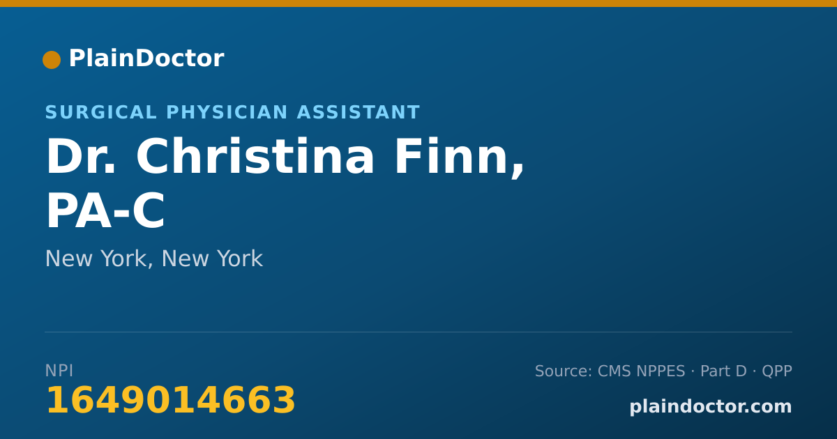 Shareable card for Christina Finn, PA-C - Surgical Physician Assistant, New York, NY
