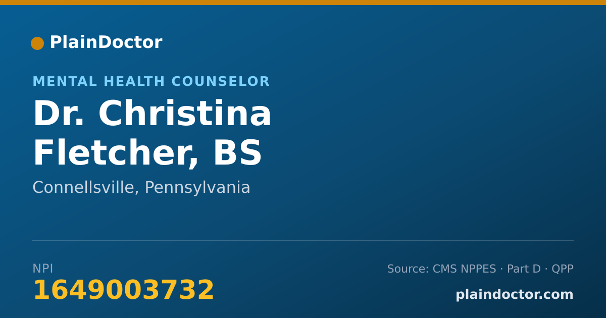 Shareable card for Christina Fletcher, BS - Mental Health Counselor, Connellsville, PA