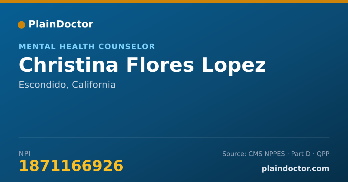 Shareable card for Christina Flores Lopez - Mental Health Counselor, Escondido, CA