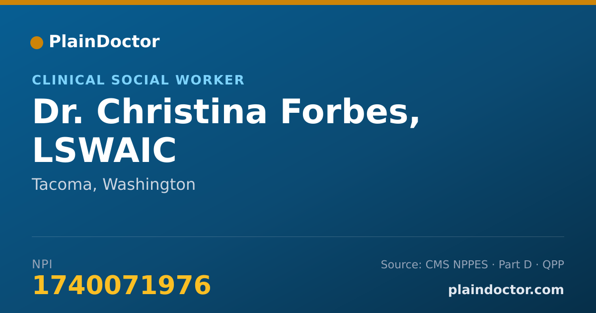 Shareable card for Christina Forbes, LSWAIC - Clinical Social Worker, Tacoma, WA