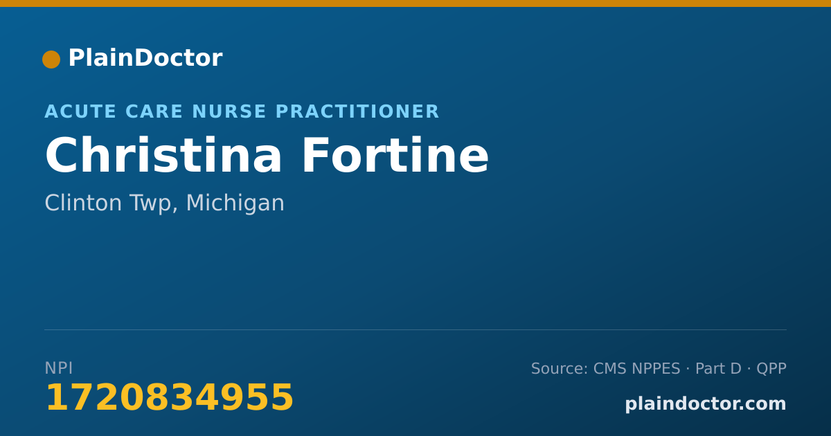 Shareable card for Christina Fortine - Acute Care Nurse Practitioner, Clinton Twp, MI