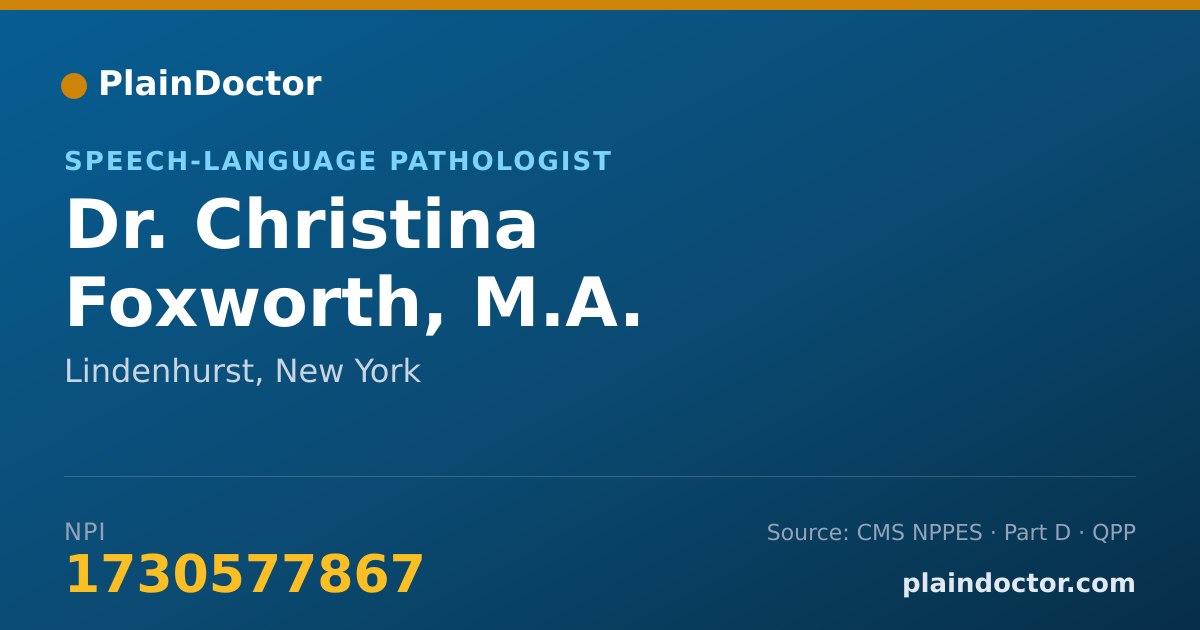 Shareable card for Christina Foxworth, M.A. - Speech-Language Pathologist, Lindenhurst, NY