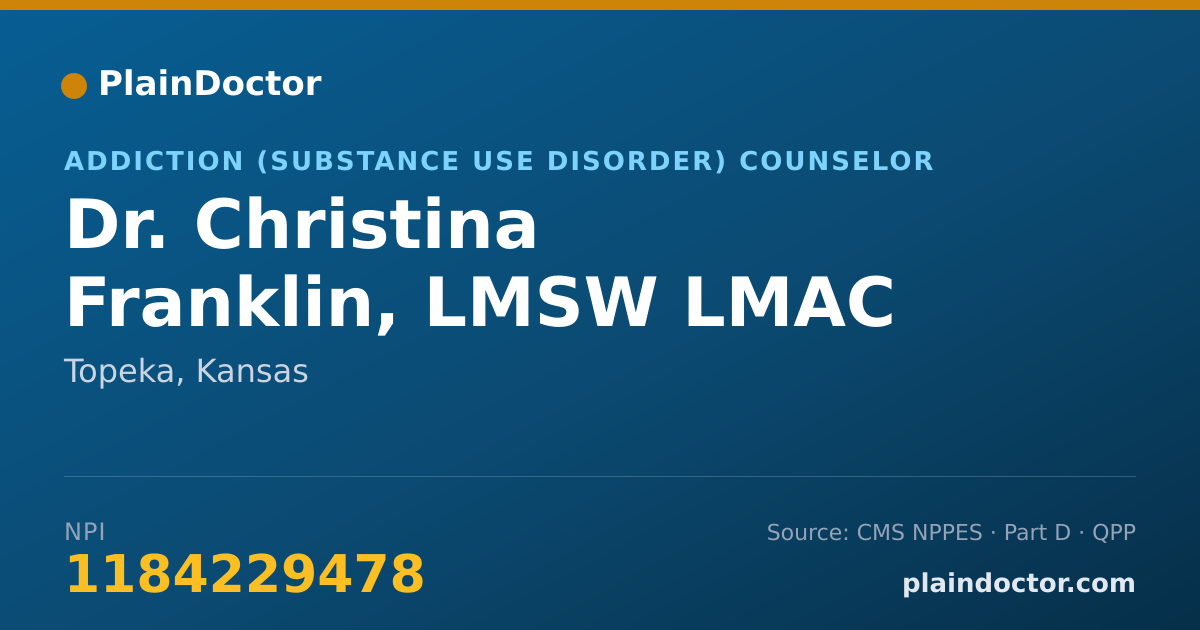 Shareable card for Christina Franklin, LMSW LMAC - Addiction (Substance Use Disorder) Counselor, Topeka, KS