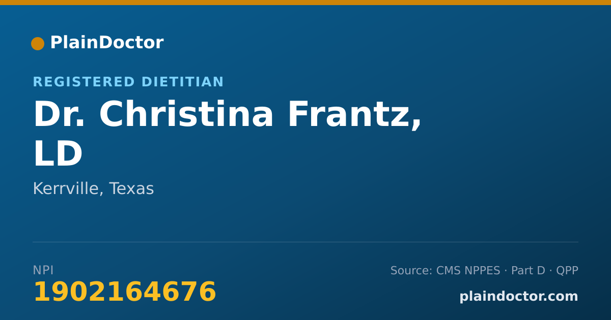 Shareable card for Christina Frantz, LD - Registered Dietitian, Kerrville, TX