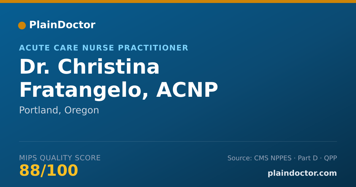 Shareable card for Christina Fratangelo, ACNP - Acute Care Nurse Practitioner, Portland, OR