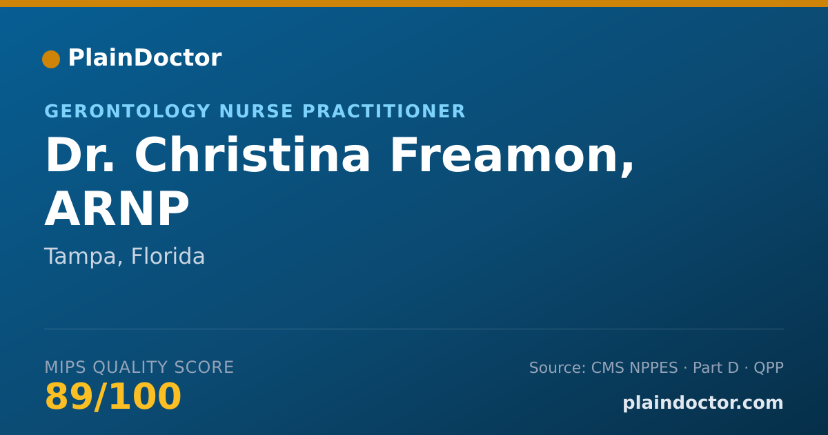 Shareable card for Christina Freamon, ARNP - Gerontology Nurse Practitioner, Tampa, FL