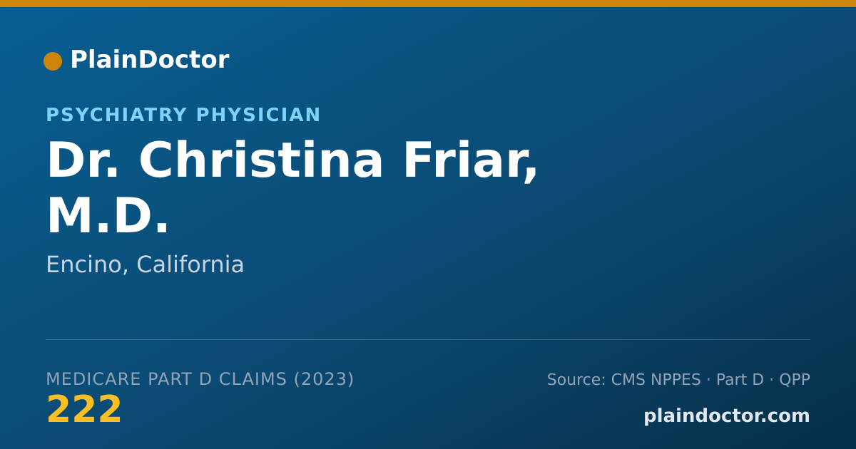 Shareable card for Christina Friar, M.D. - Psychiatry Physician, Encino, CA