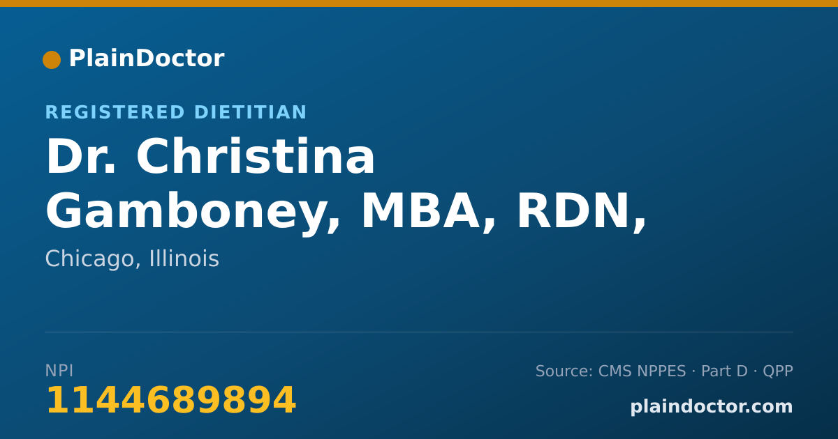 Shareable card for Christina Gamboney, MBA, RDN, LDN - Registered Dietitian, Chicago, IL