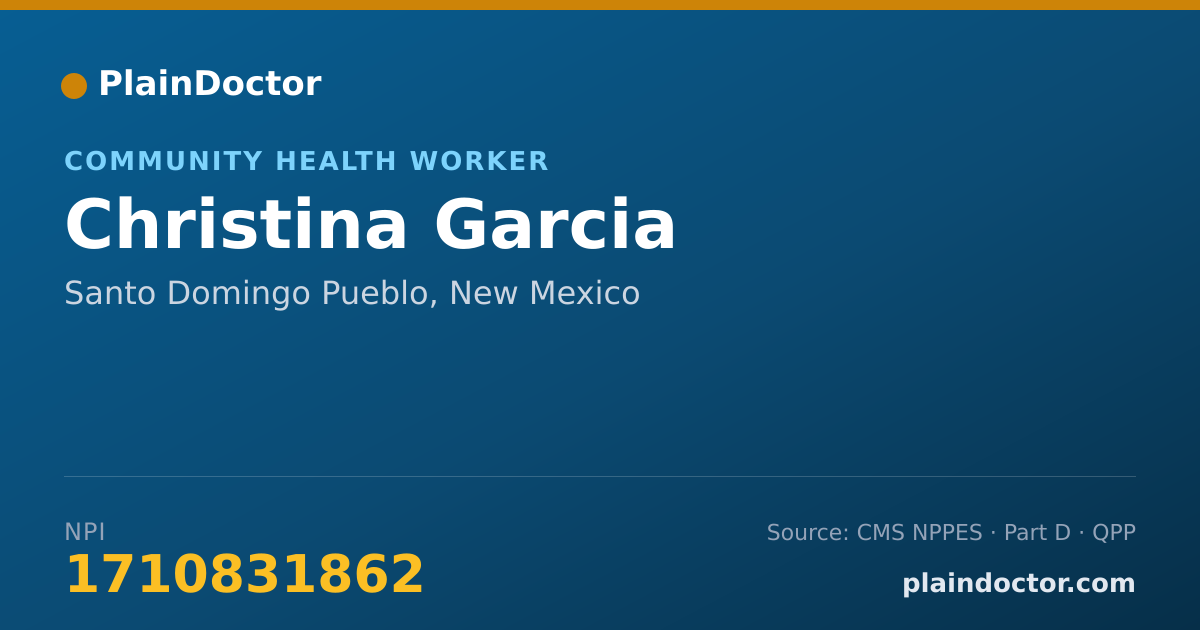 Shareable card for Christina Garcia - Community Health Worker, Santo Domingo Pueblo, NM