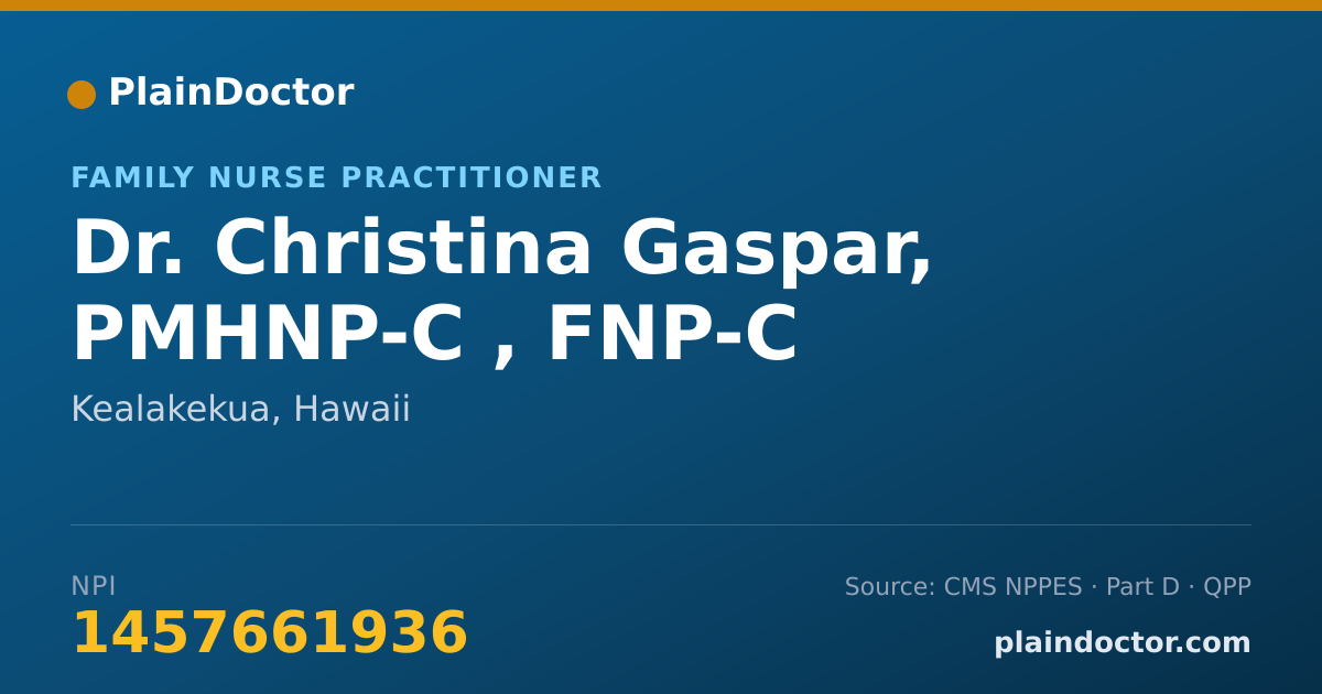 Shareable card for Christina Gaspar, PMHNP-C , FNP-C - Family Nurse Practitioner, Kealakekua, HI
