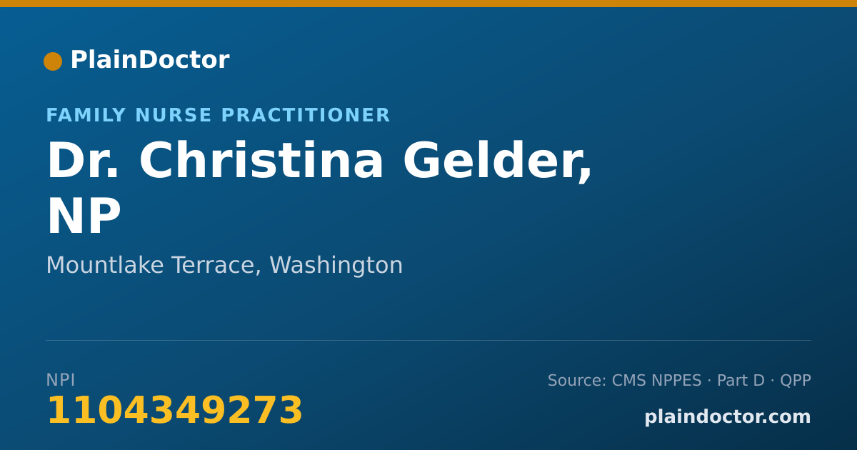 Shareable card for Christina Gelder, NP - Family Nurse Practitioner, Mountlake Terrace, WA