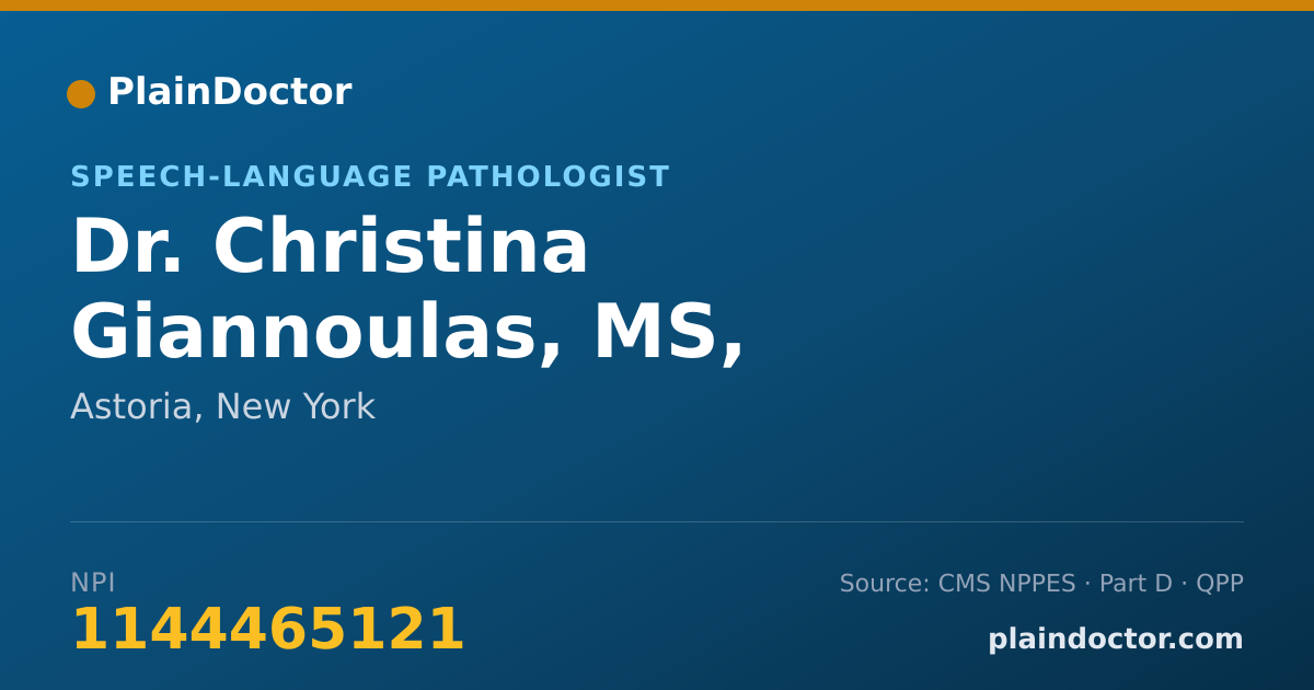 Shareable card for Christina Giannoulas, MS, CCC-SLP - Speech-Language Pathologist, Astoria, NY
