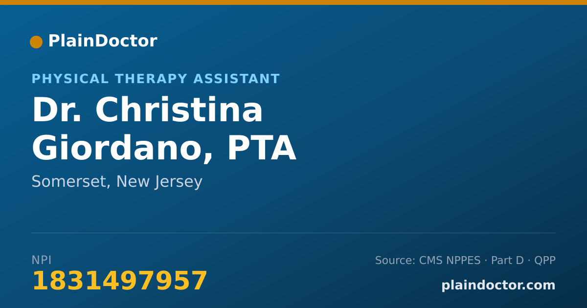 Shareable card for Christina Giordano, PTA - Physical Therapy Assistant, Somerset, NJ