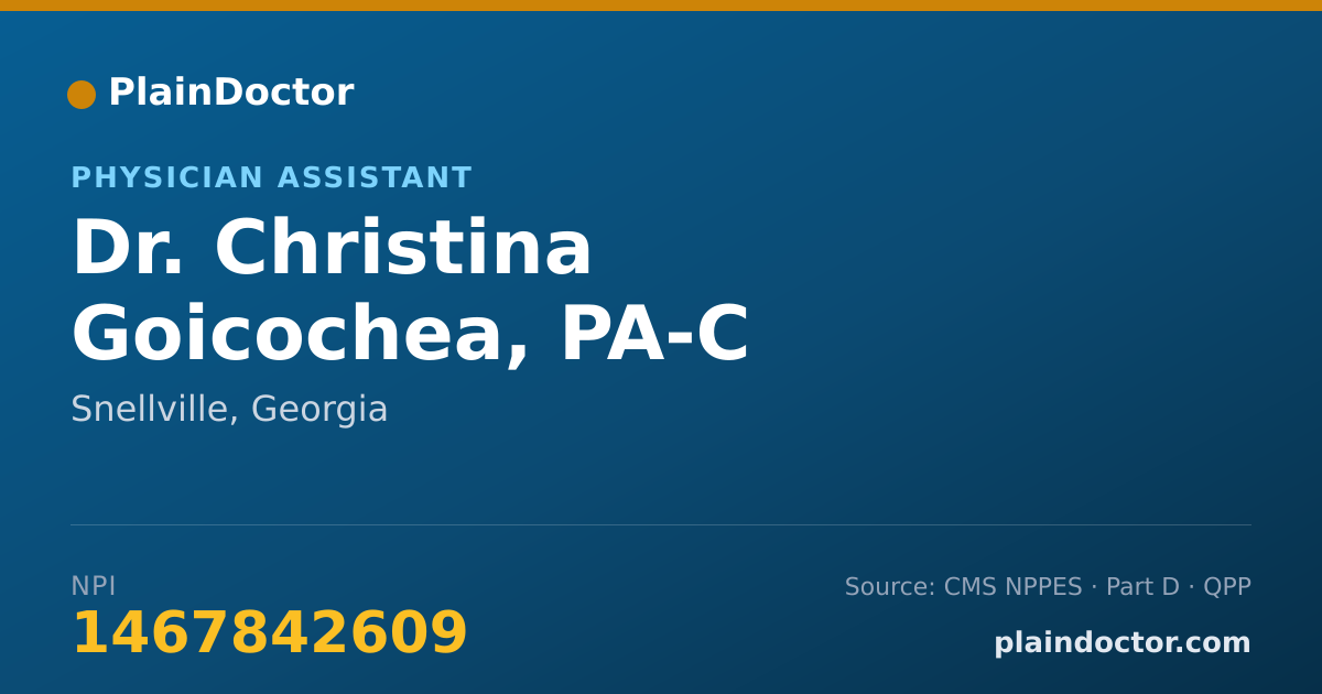 Shareable card for Christina Goicochea, PA-C - Physician Assistant, Snellville, GA