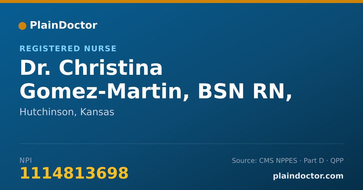 Shareable card for Christina Gomez-Martin, BSN RN, FNE - Registered Nurse, Hutchinson, KS