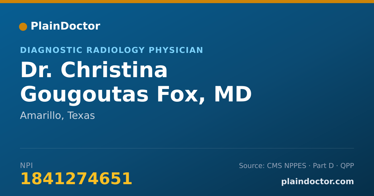 Shareable card for Christina Gougoutas Fox, MD - Diagnostic Radiology Physician, Amarillo, TX
