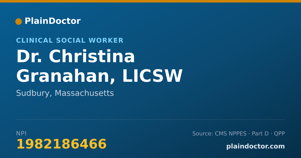 Shareable card for Christina Granahan, LICSW - Clinical Social Worker, Sudbury, MA