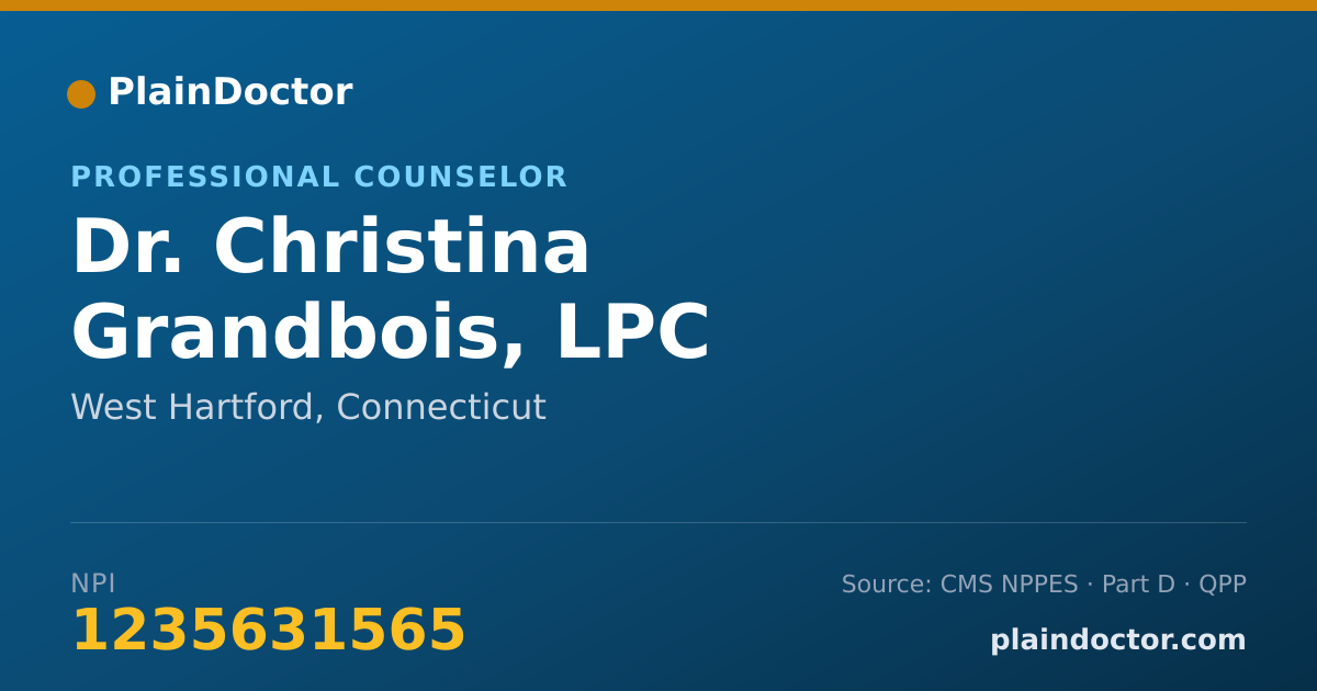 Shareable card for Christina Grandbois, LPC - Professional Counselor, West Hartford, CT