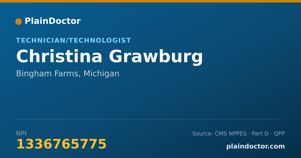 Shareable card for Christina Grawburg - Technician/Technologist, Bingham Farms, MI