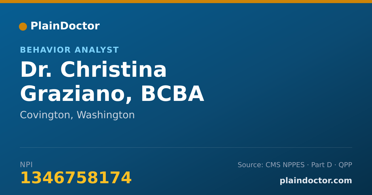 Shareable card for Christina Graziano, BCBA - Behavior Analyst, Covington, WA
