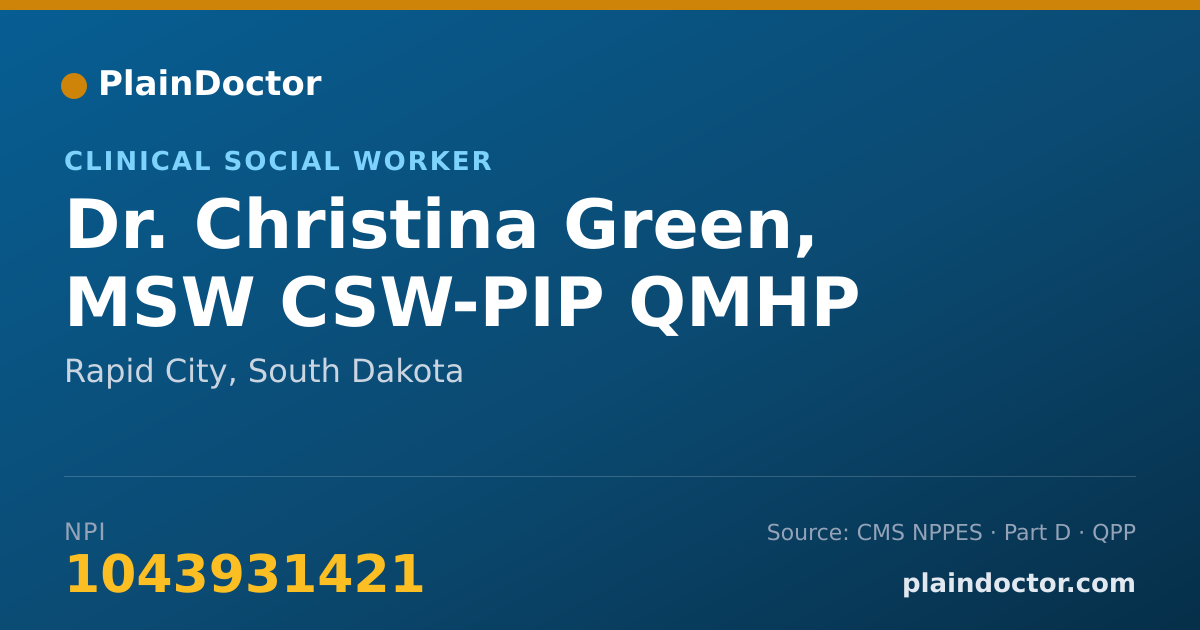 Shareable card for Christina Green, MSW CSW-PIP QMHP - Clinical Social Worker, Rapid City, SD