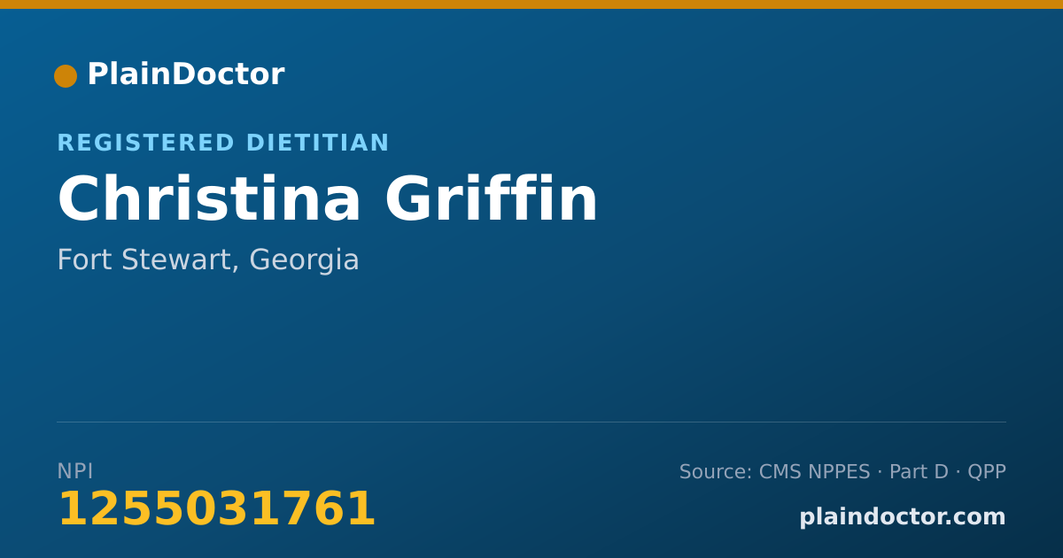 Shareable card for Christina Griffin - Registered Dietitian, Fort Stewart, GA