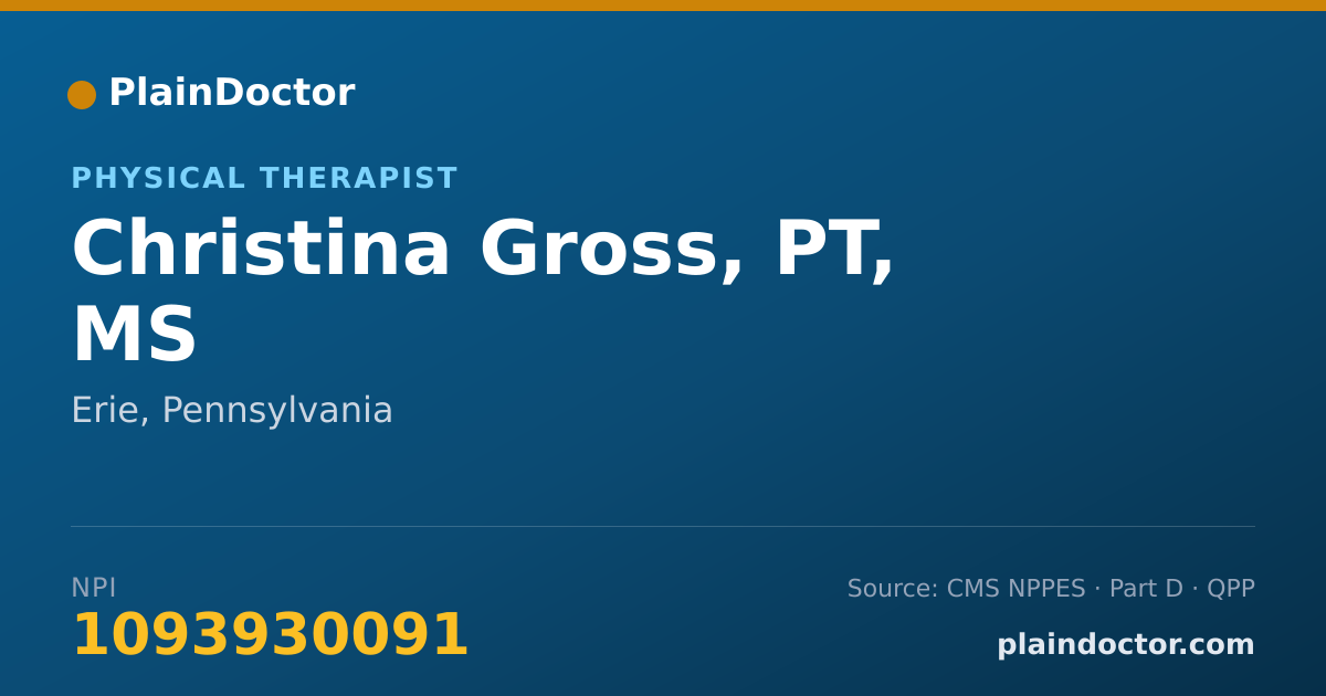 Shareable card for Christina Gross, PT, MS - Physical Therapist, Erie, PA