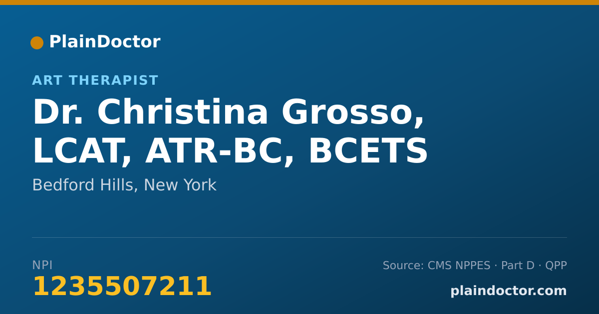 Shareable card for Christina Grosso, LCAT, ATR-BC, BCETS - Art Therapist, Bedford Hills, NY