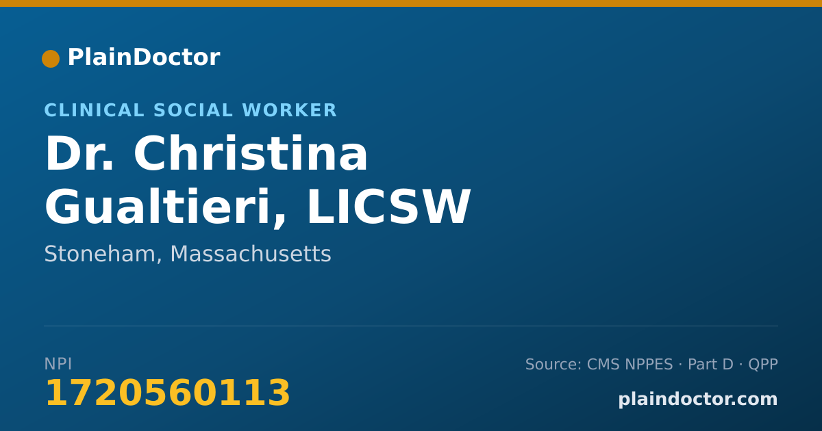 Shareable card for Christina Gualtieri, LICSW - Clinical Social Worker, Stoneham, MA