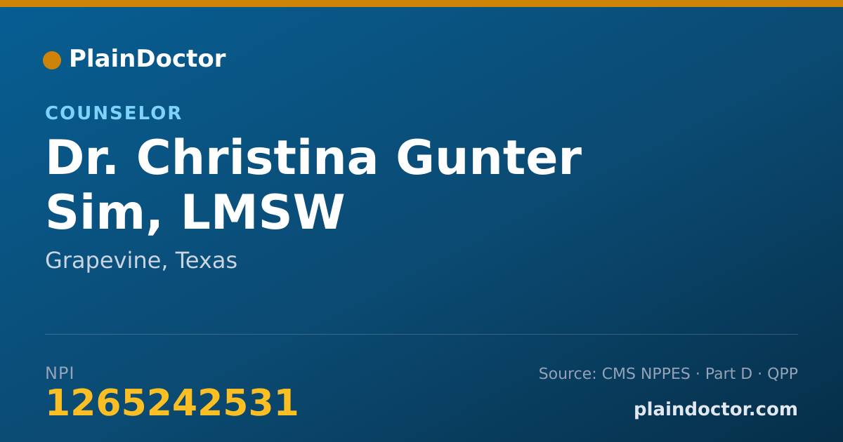 Shareable card for Christina Gunter Sim, LMSW - Counselor, Grapevine, TX