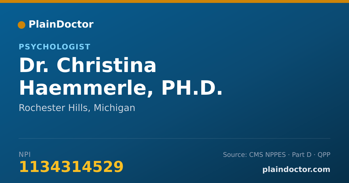 Shareable card for Christina Haemmerle, PH.D. - Psychologist, Rochester Hills, MI