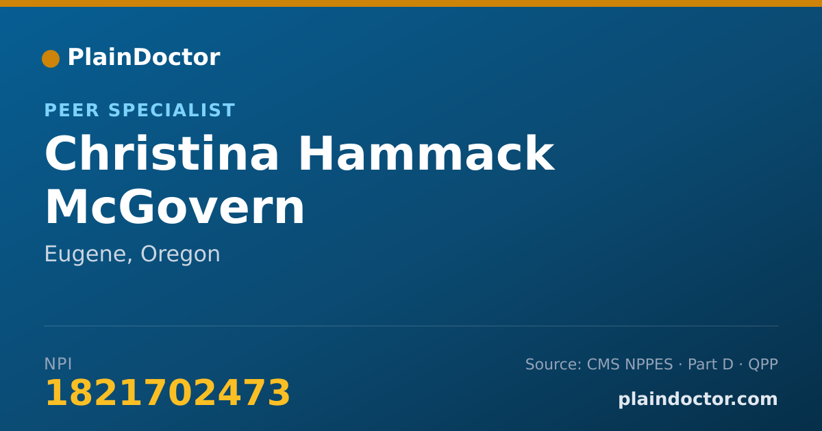 Shareable card for Christina Hammack McGovern - Peer Specialist, Eugene, OR
