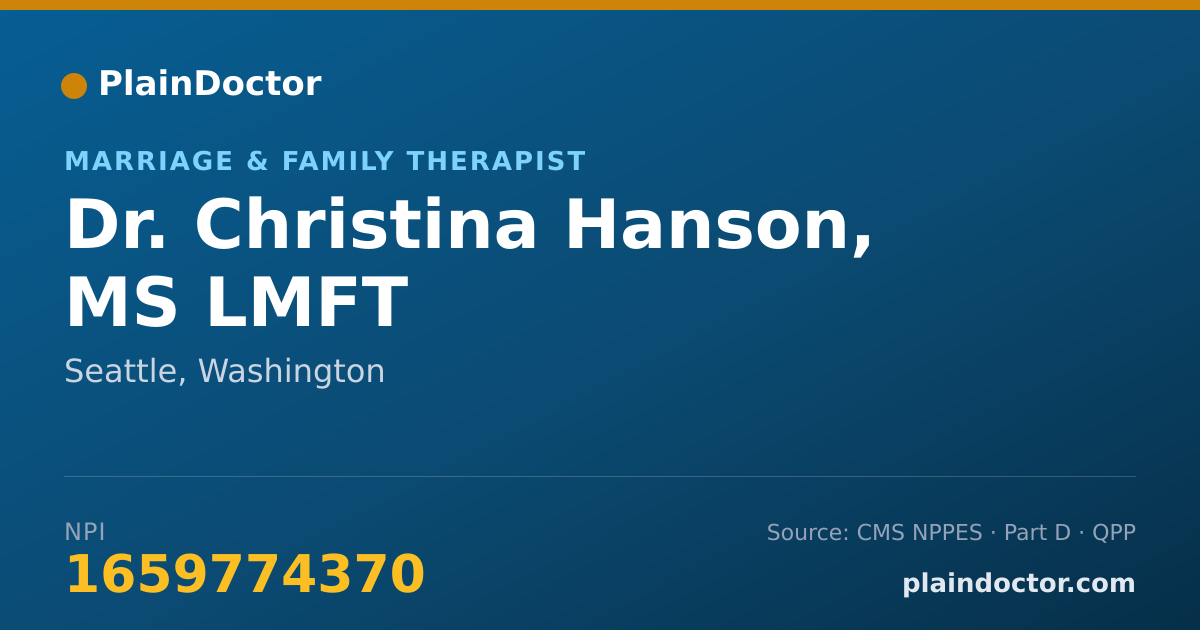 Shareable card for Christina Hanson, MS LMFT - Marriage & Family Therapist, Seattle, WA