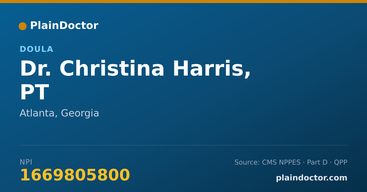 Shareable card for Christina Harris, PT - Doula, Atlanta, GA