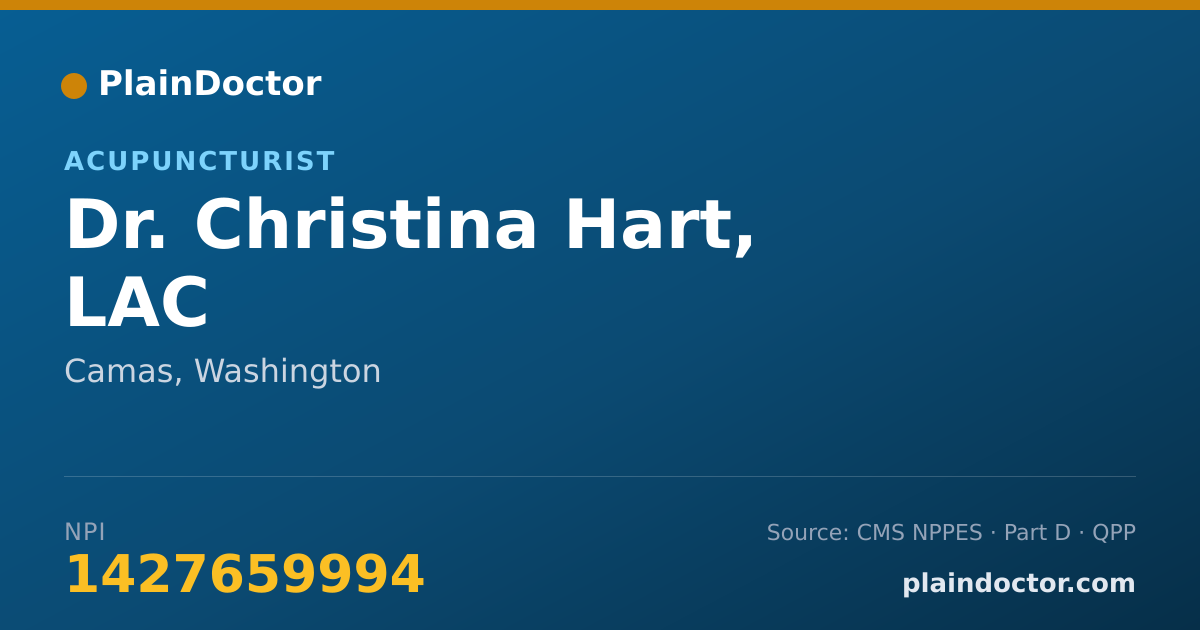 Shareable card for Christina Hart, LAC - Acupuncturist, Camas, WA