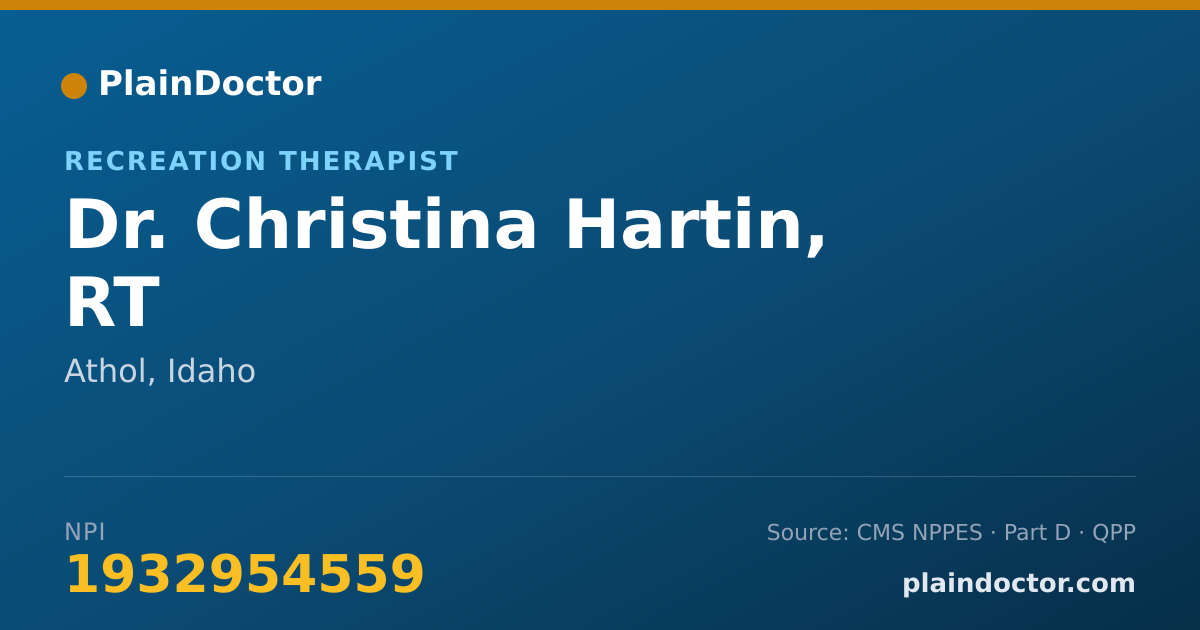 Shareable card for Christina Hartin, RT - Recreation Therapist, Athol, ID
