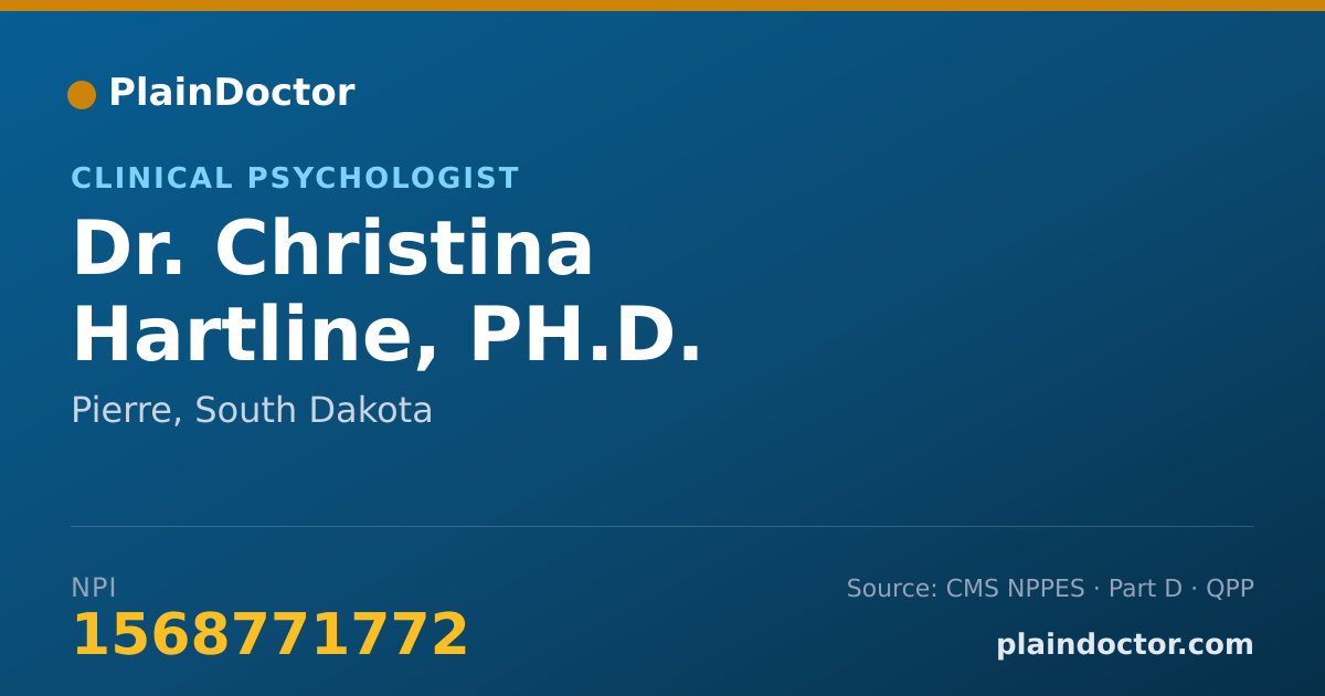 Shareable card for Christina Hartline, PH.D. - Clinical Psychologist, Pierre, SD