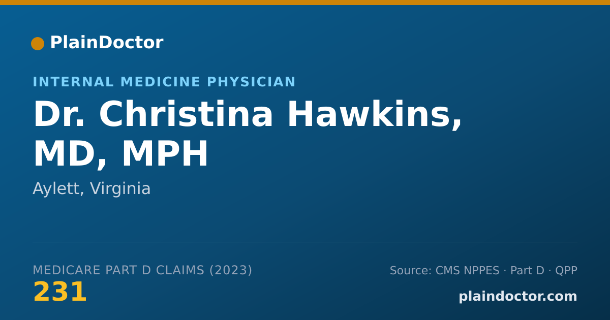 Shareable card for Christina Hawkins, MD, MPH - Internal Medicine Physician, Aylett, VA