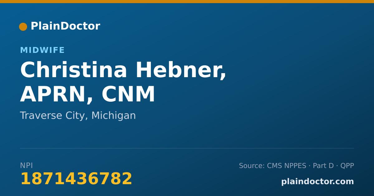 Shareable card for Christina Hebner, APRN, CNM - Midwife, Traverse City, MI