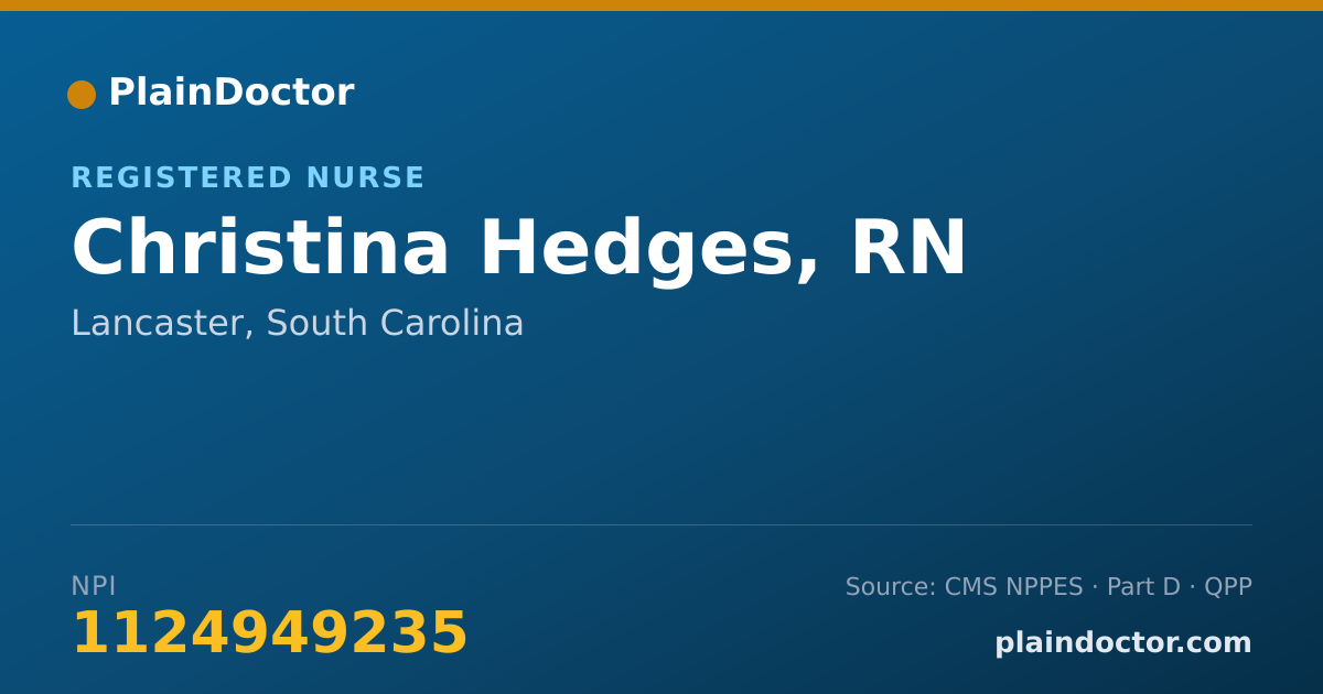 Shareable card for Christina Hedges, RN - Registered Nurse, Lancaster, SC