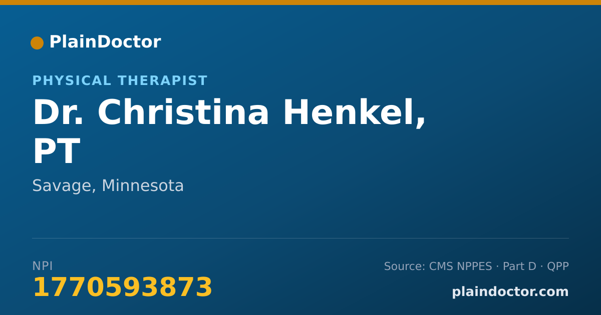 Shareable card for Christina Henkel, PT - Physical Therapist, Savage, MN