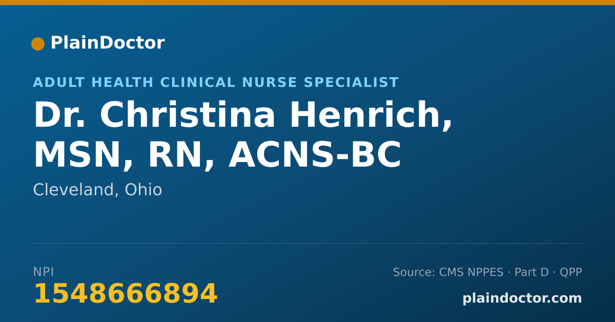 Shareable card for Christina Henrich, MSN, RN, ACNS-BC - Adult Health Clinical Nurse Specialist, Cleveland, OH