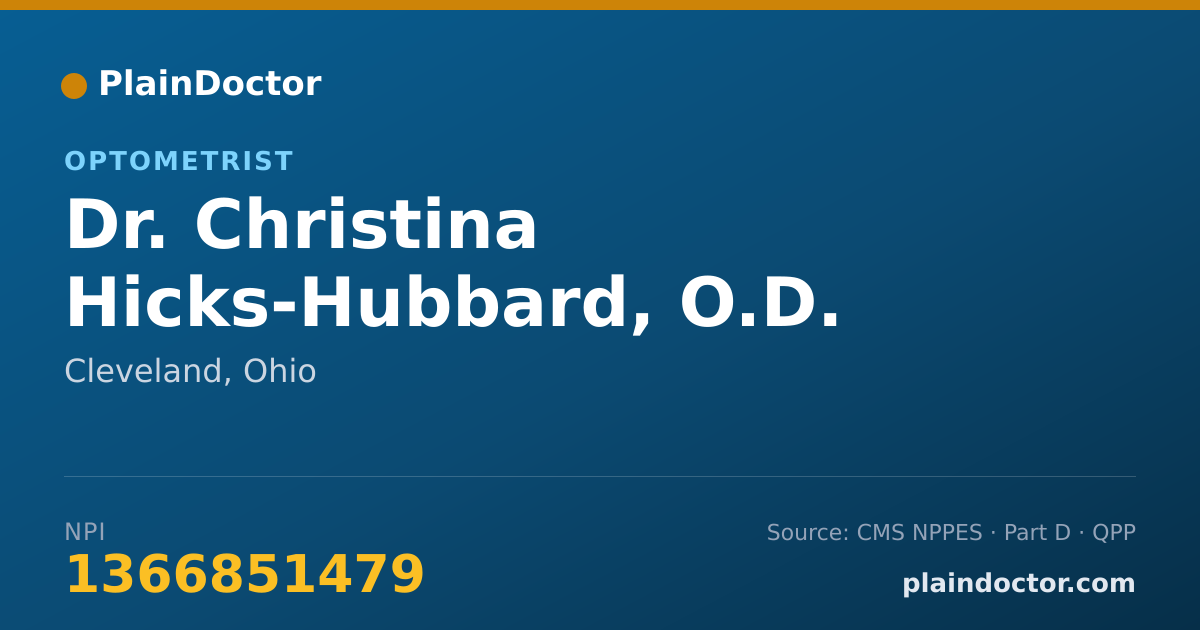 Shareable card for Christina Hicks-Hubbard, O.D. - Optometrist, Cleveland, OH