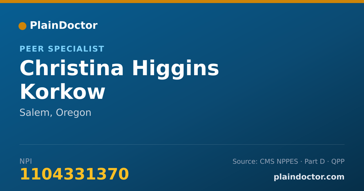 Shareable card for Christina Higgins Korkow - Peer Specialist, Salem, OR