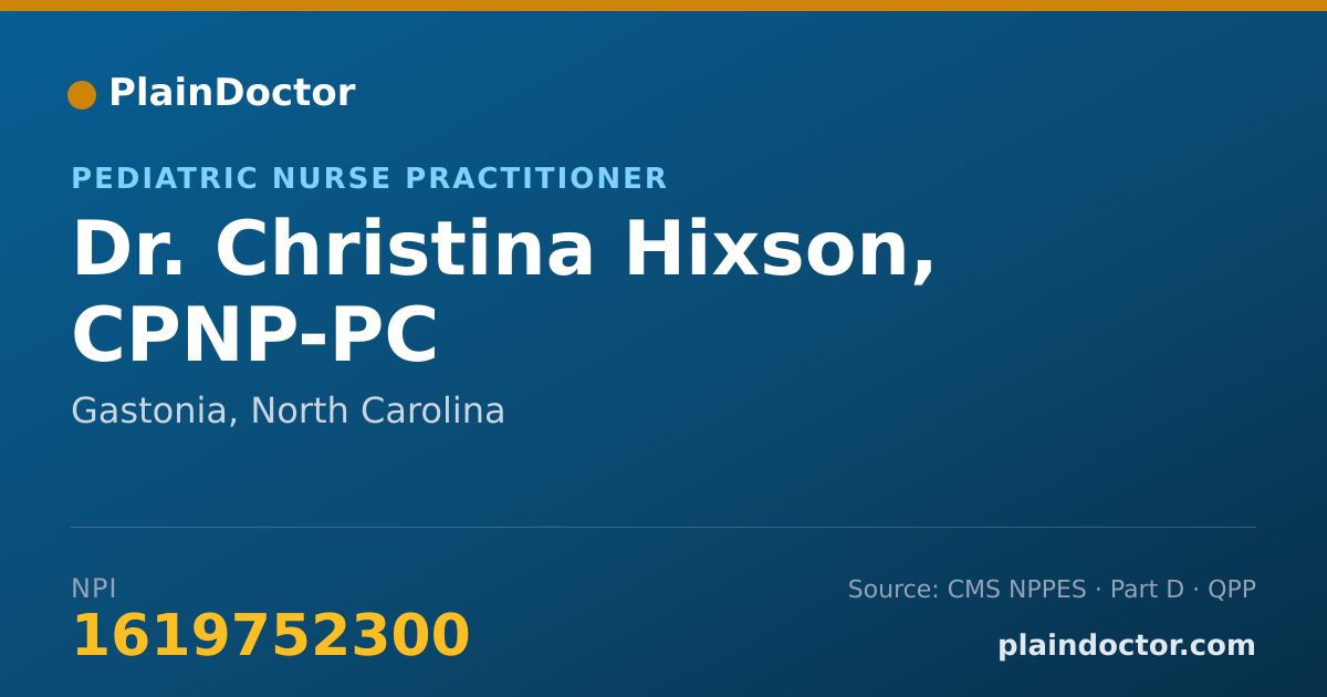 Shareable card for Christina Hixson, CPNP-PC - Pediatric Nurse Practitioner, Gastonia, NC