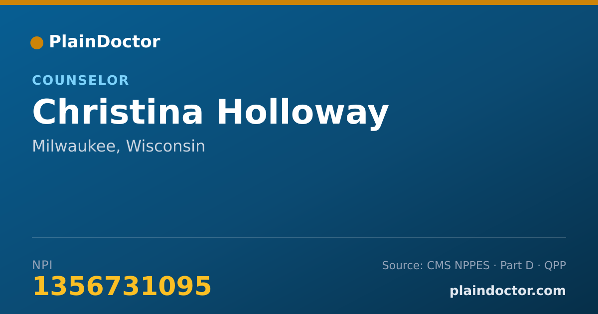 Shareable card for Christina Holloway - Counselor, Milwaukee, WI