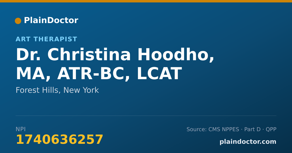 Shareable card for Christina Hoodho, MA, ATR-BC, LCAT - Art Therapist, Forest Hills, NY