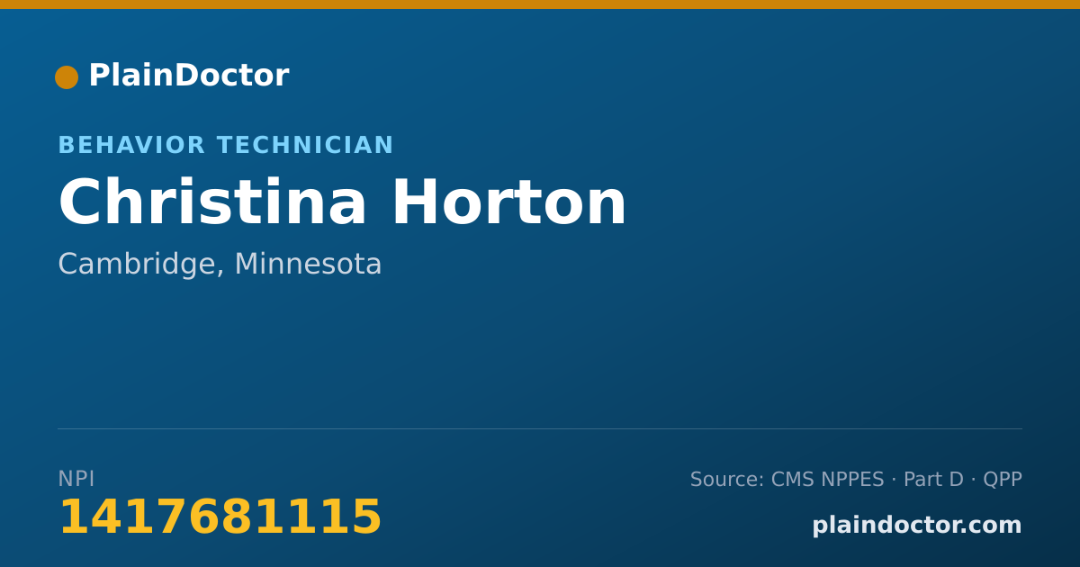 Shareable card for Christina Horton - Behavior Technician, Cambridge, MN