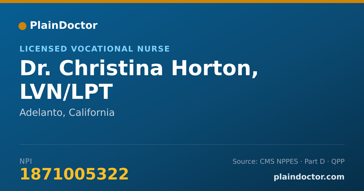 Shareable card for Christina Horton, LVN/LPT - Licensed Vocational Nurse, Adelanto, CA