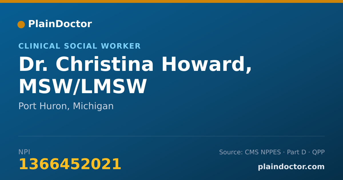 Shareable card for Christina Howard, MSW/LMSW - Clinical Social Worker, Port Huron, MI